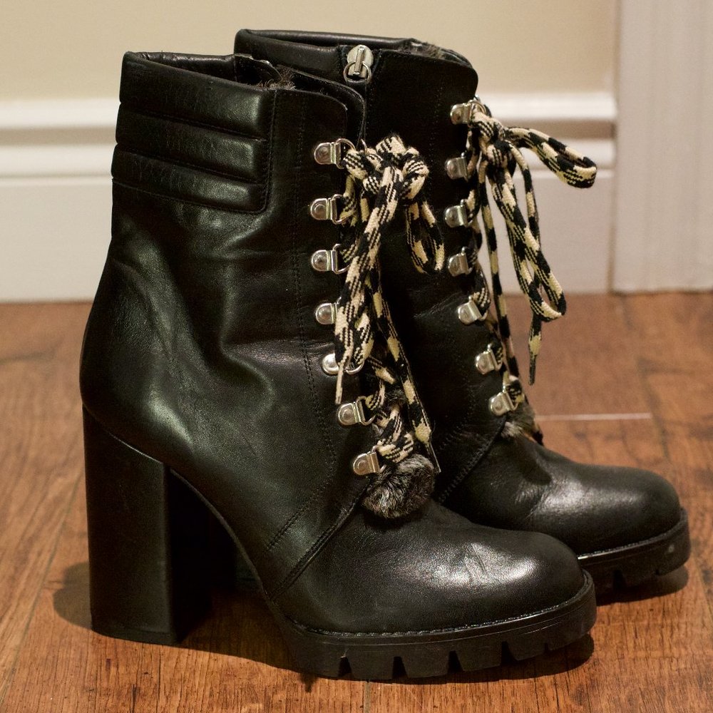 Zara leather platform boots